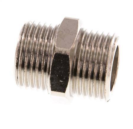 G 3/8'' Nickel plated Brass Double Nipple 16 Bar [5 Pieces]