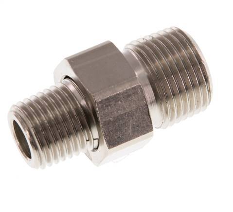 R 3/8'' x R 1/4'' Nickel plated Brass Double Nipple 3-pieces with Conically sealing 16 Bar [2 Pieces]