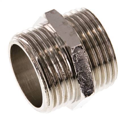 G 1'' Nickel plated Brass Double Nipple 16 Bar