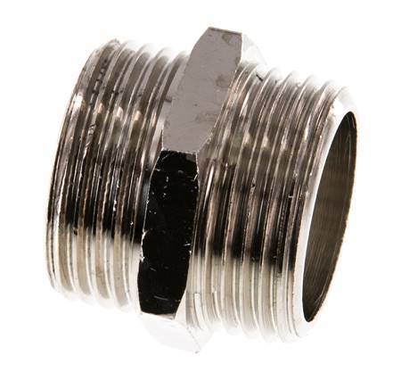 G 1'' Nickel plated Brass Double Nipple 16 Bar