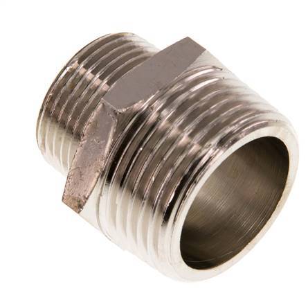 R 1'' x R 3/4'' Nickel plated Brass Double Nipple 16 Bar