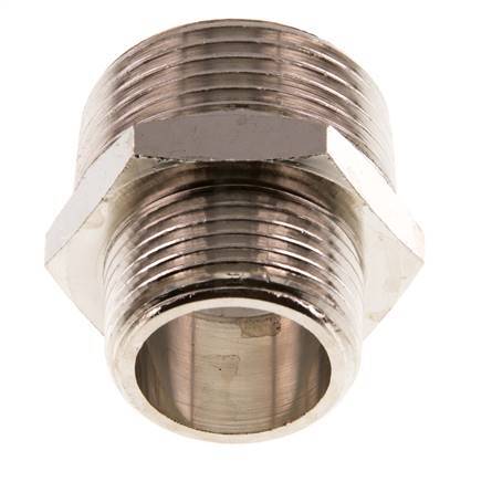 R 1'' x R 3/4'' Nickel plated Brass Double Nipple 16 Bar