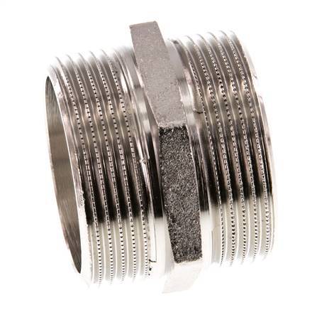 G 1 1/2'' Nickel plated Brass Double Nipple 16 Bar