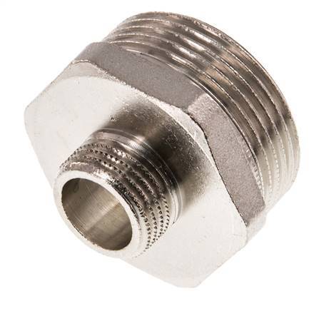 G 1 1/4'' x G 1/2'' Nickel plated Brass Double Nipple 16 Bar