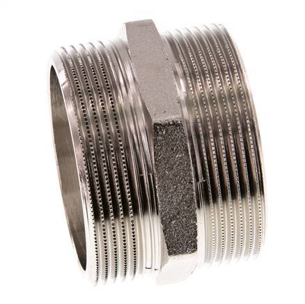 G 2'' Nickel plated Brass Double Nipple 16 Bar