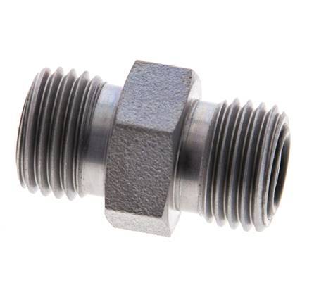 UNF 9/16''-18 Zinc plated Steel Double Nipple ORFS 630 Bar - Hydraulic [2 Pieces]