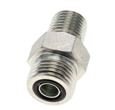 UN 11/16''-16 x 1/4'' NPT Zinc plated Steel Double Nipple ORFS 630 Bar - Hydraulic