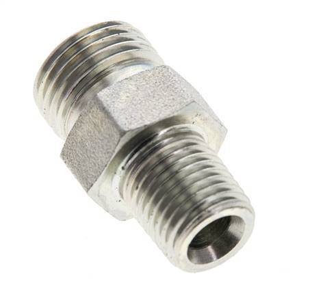 UN 11/16''-16 x 1/4'' NPT Zinc plated Steel Double Nipple ORFS 630 Bar - Hydraulic