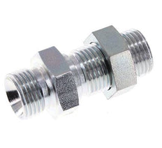 G 1/2'' Zinc plated Steel Bulkhead Double nipple 350 Bar - Hydraulic