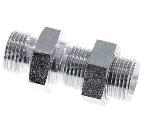 G 1/2'' Zinc plated Steel Bulkhead Double nipple 350 Bar - Hydraulic