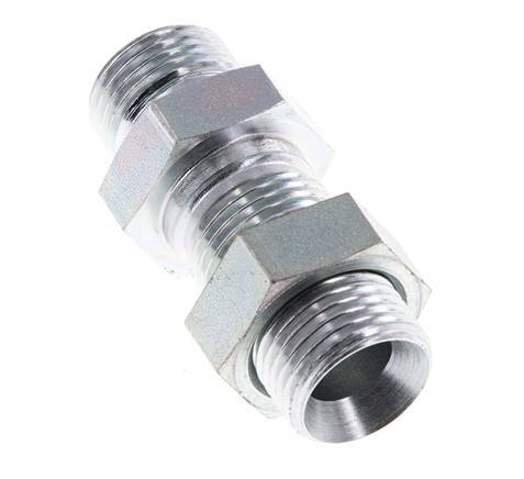 G 1/2'' Zinc plated Steel Bulkhead Double nipple 350 Bar - Hydraulic