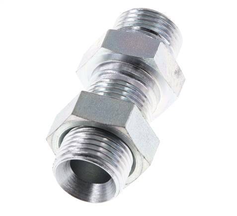 G 1/2'' Zinc plated Steel Bulkhead Double nipple 350 Bar - Hydraulic