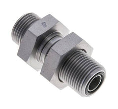 UN 13/16''-16 Male Zinc plated Steel Bulkhead Fitting ORFS 630 Bar - Hydraulic