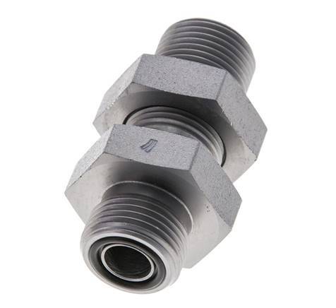 UN 13/16''-16 Male Zinc plated Steel Bulkhead Fitting ORFS 630 Bar - Hydraulic