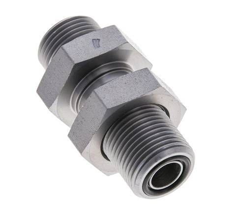 UN 13/16''-16 Male Zinc plated Steel Bulkhead Fitting ORFS 630 Bar - Hydraulic
