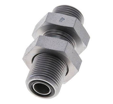 UN 13/16''-16 Male Zinc plated Steel Bulkhead Fitting ORFS 630 Bar - Hydraulic