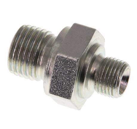G 1/4'' x G 1/8'' Zinc plated Steel Double Nipple 400 Bar - Hydraulic [5 Pieces]