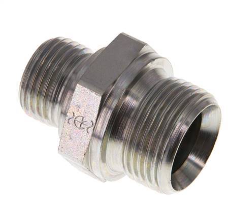 G 3/4'' x G 1/2'' Zinc plated Steel Double Nipple 400 Bar - Hydraulic