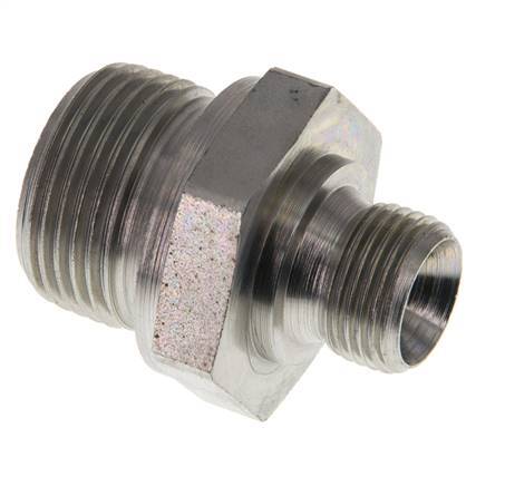 G 3/4'' x G 3/8'' Zinc plated Steel Double Nipple 400 Bar - Hydraulic