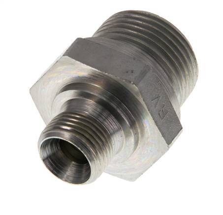 G 3/4'' x G 3/8'' Zinc plated Steel Double Nipple 400 Bar - Hydraulic