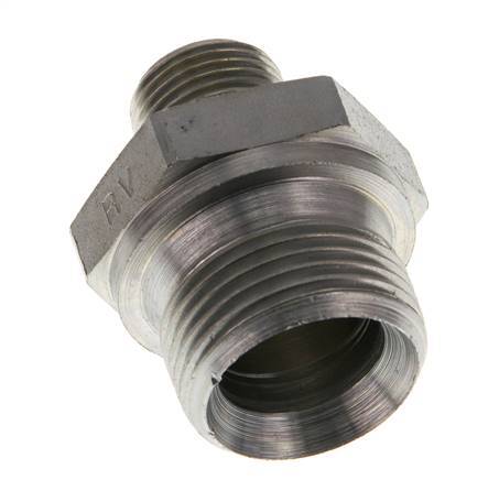 G 3/4'' x G 3/8'' Zinc plated Steel Double Nipple 400 Bar - Hydraulic