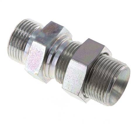 G 3/4'' Zinc plated Steel Bulkhead Double nipple 325 Bar - Hydraulic