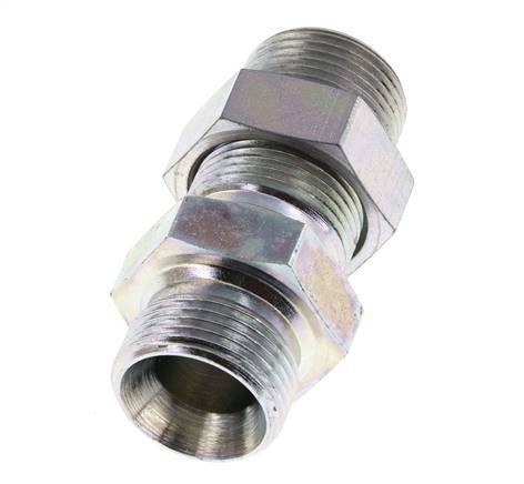 G 3/4'' Zinc plated Steel Bulkhead Double nipple 325 Bar - Hydraulic
