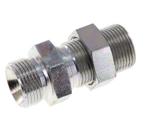 G 3/4'' Zinc plated Steel Bulkhead Double nipple 325 Bar - Hydraulic