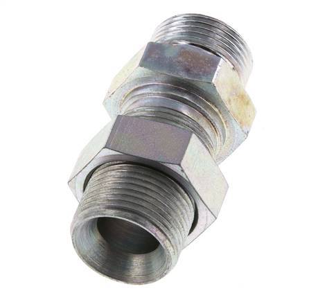 G 3/4'' Zinc plated Steel Bulkhead Double nipple 325 Bar - Hydraulic