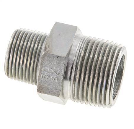 3/4'' NPT x 1'' NPT Zinc plated Steel Double Nipple 140 Bar - Hydraulic