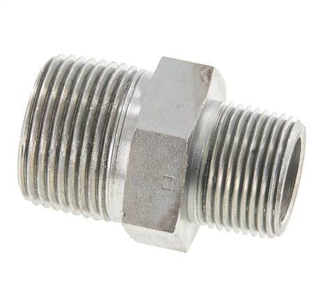 3/4'' NPT x 1'' NPT Zinc plated Steel Double Nipple 140 Bar - Hydraulic