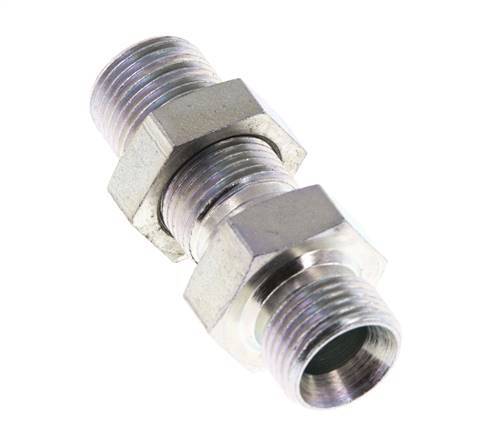 G 3/8'' Zinc plated Steel Bulkhead Double nipple 325 Bar - Hydraulic