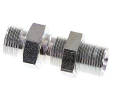 G 3/8'' Zinc plated Steel Bulkhead Double nipple 325 Bar - Hydraulic