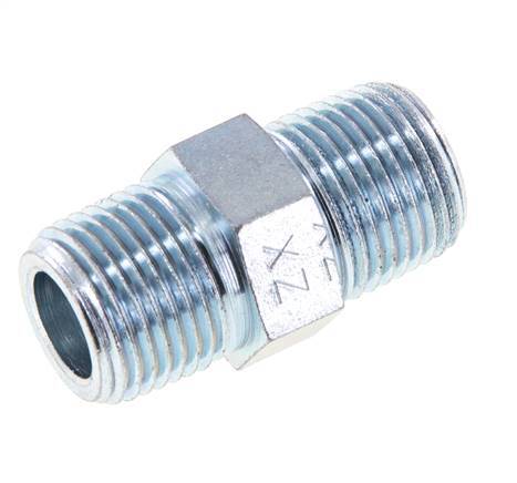 3/8'' NPT Zinc plated Steel Double Nipple 210 Bar - Hydraulic [2 Pieces]