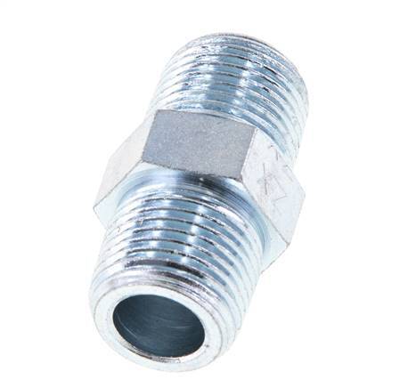 3/8'' NPT Zinc plated Steel Double Nipple 210 Bar - Hydraulic [2 Pieces]