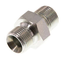 3/8'' NPT x G 3/8'' Zinc plated Steel Double Nipple 3-pieces 700 Bar - Hydraulic