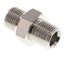 3/8'' NPT x G 3/8'' Zinc plated Steel Double Nipple 3-pieces 700 Bar - Hydraulic