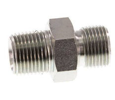 3/8'' NPT x G 3/8'' Zinc plated Steel Double Nipple 3-pieces 700 Bar - Hydraulic