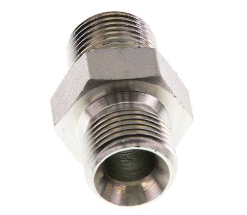 3/8'' NPT x G 3/8'' Zinc plated Steel Double Nipple 3-pieces 700 Bar - Hydraulic