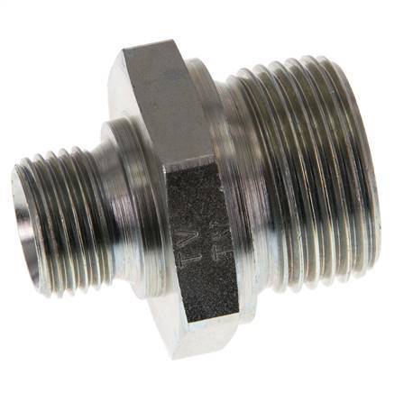 G 1'' x G 1/2'' Zinc plated Steel Double Nipple 345 Bar - Hydraulic