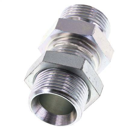 G 1'' Zinc plated Steel Bulkhead Double nipple 225 Bar - Hydraulic