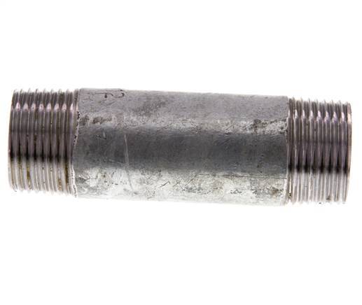 R 1'' Zinc plated Steel Double Pipe Nipple 50 Bar DIN 2982 - 100mm [2 Pieces]