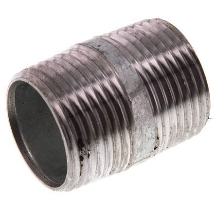 R 1'' Zinc plated Steel Double Pipe Nipple 50 Bar DIN 2982 - 40mm [5 Pieces]