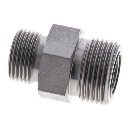 UNS 1''-14 x UN 13/16''-16 Zinc plated Steel Double Nipple ORFS 400 Bar - Hydraulic