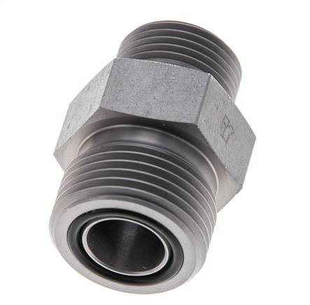 UNS 1''-14 x UN 13/16''-16 Zinc plated Steel Double Nipple ORFS 400 Bar - Hydraulic