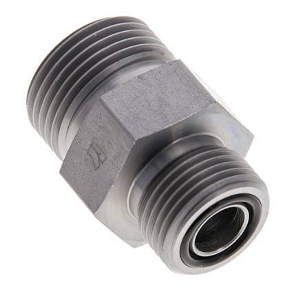 UNS 1''-14 x UN 13/16''-16 Zinc plated Steel Double Nipple ORFS 400 Bar - Hydraulic