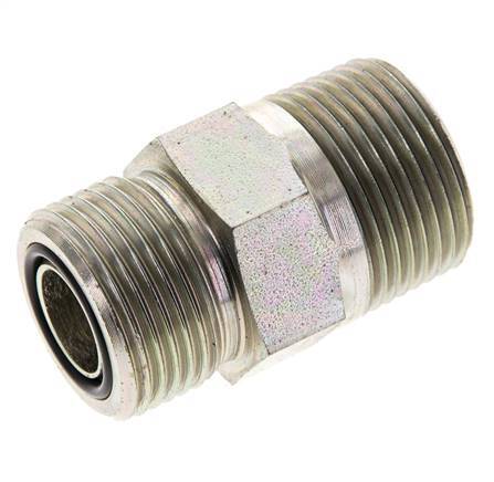 UNS 1''-14 x 3/4'' NPT Zinc plated Steel Double Nipple ORFS 400 Bar - Hydraulic