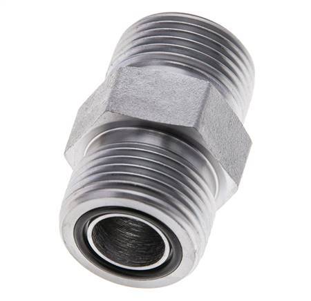 UNS 1''-14 Zinc plated Steel Double Nipple ORFS 400 Bar - Hydraulic