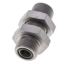 UNS 1''-14 Male Zinc plated Steel Bulkhead Fitting ORFS 400 Bar - Hydraulic