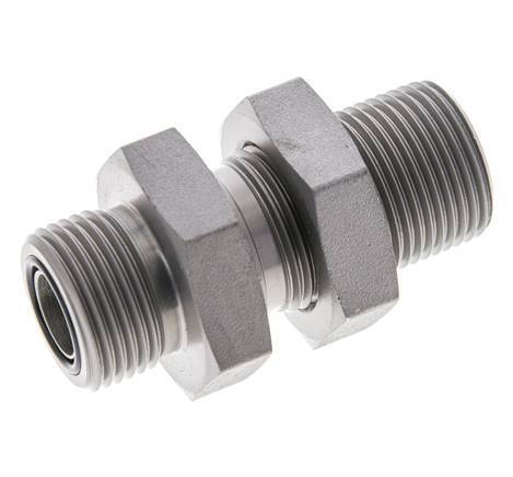 UNS 1''-14 Male Zinc plated Steel Bulkhead Fitting ORFS 400 Bar - Hydraulic